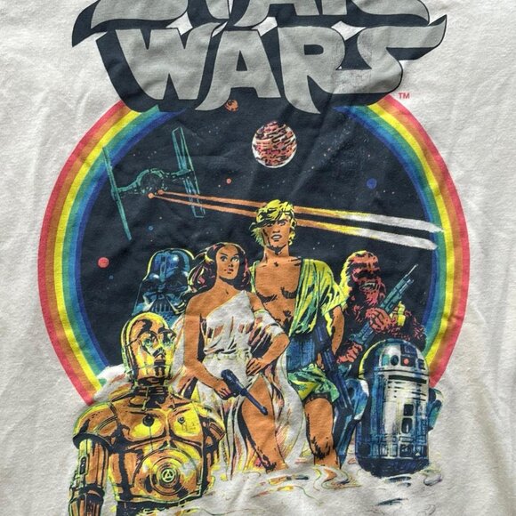 Vintage Star Wars Tee Mens Medium Cream Colored Graphic Shirt - Picture 2 of 6